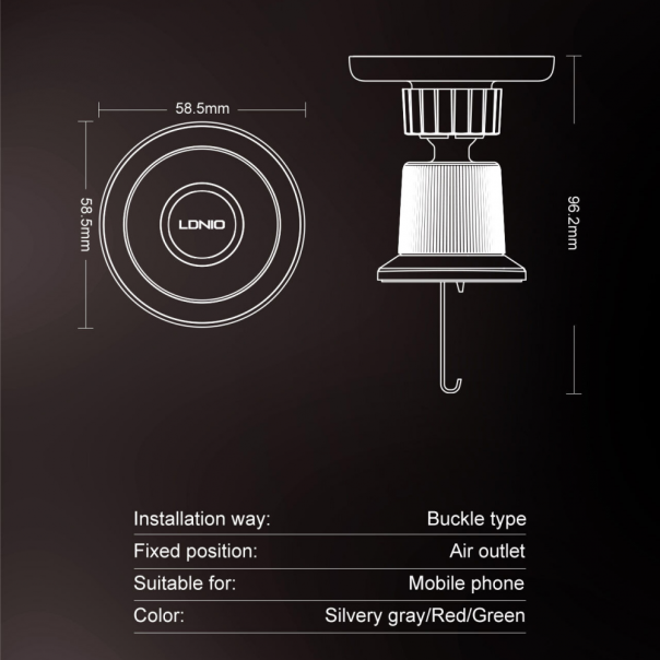 Auto stalak za ventilaciju LDNIO MA22 magnetic crni - 215588