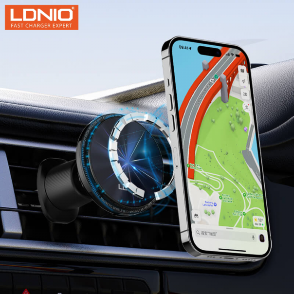 Auto stalak za ventilaciju LDNIO MA23 15W Wireless magnetic crni - 218368