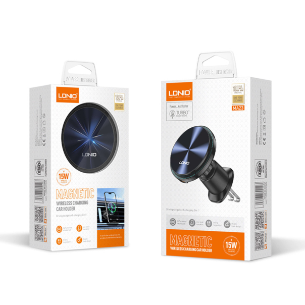 Auto stalak za ventilaciju LDNIO MA23 15W Wireless magnetic crni - 218368