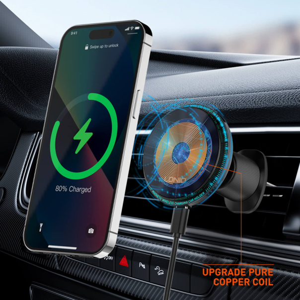 Auto stalak za ventilaciju LDNIO MA23 15W Wireless magnetic crni - 218368