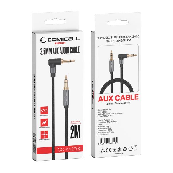 COMICELL Audio AUX kabl Superior CO-AX2000 2m, crna - AV371