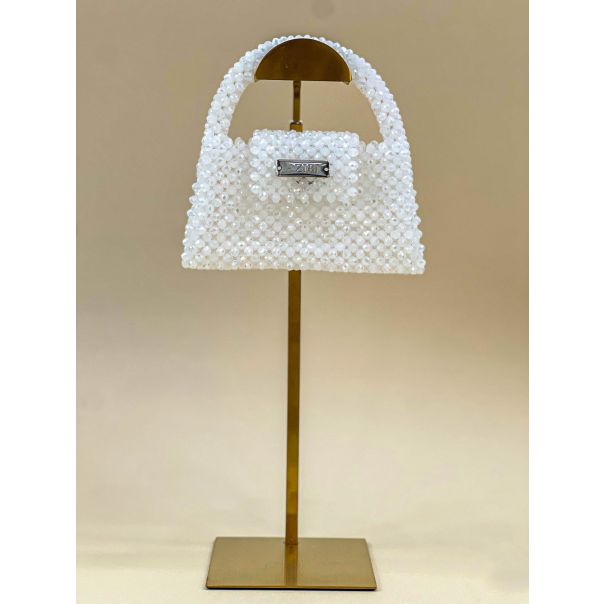 AZIBI Ženska torba od kristalnih perli HERA mini, mlečna - 68-1