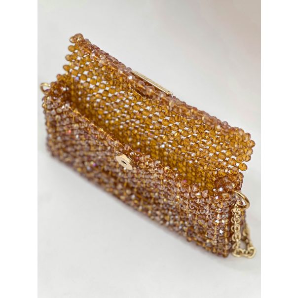 AZIBI Ženska torba od kristalnih perli NOIR mini, braon - 71-1-1