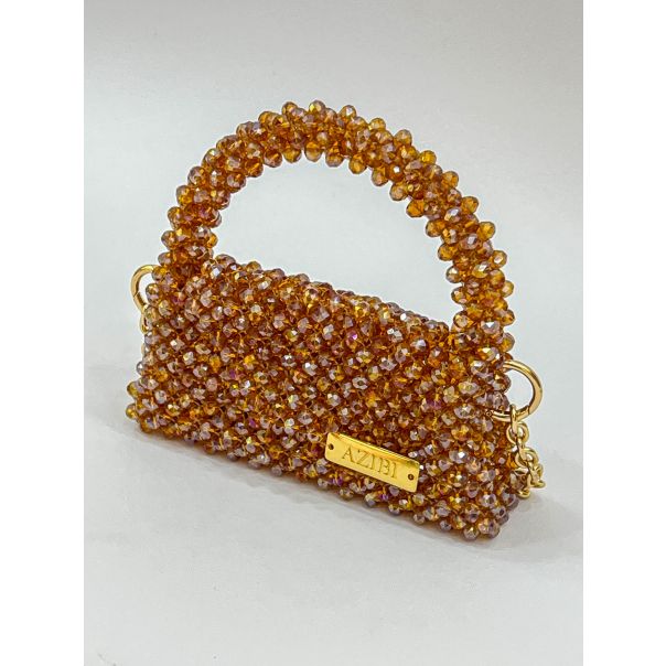 AZIBI Ženska torba od kristalnih perli Piccolina, braon - 95-1-1-1