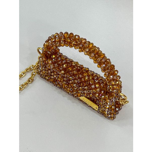 AZIBI Ženska torba od kristalnih perli Piccolina, braon - 95-1-1-1