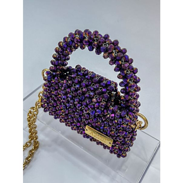 AZIBI Ženska torba od kristalnih perli Piccolina, ljubičasta - 96-1-1-1