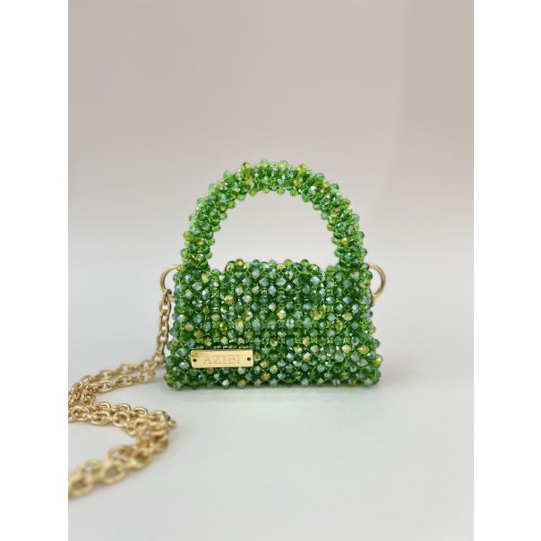 AZIBI Ženska torba od kristalnih perli Piccolina, zelena - 94-1-1-1