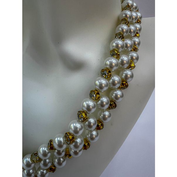 AZIBI Biserna ogrilica sa zlatnim cirkonima - 107-1