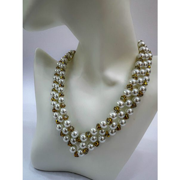 AZIBI Biserna ogrilica sa zlatnim cirkonima - 107-1