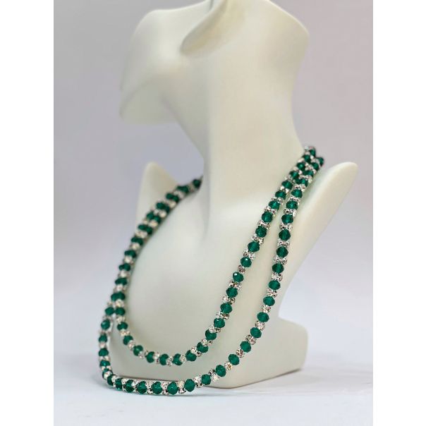 AZIBI Ogrila od kristalnih perli i srebrnih cirkona, zelena - 133-1-1