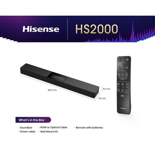 HISENSE Soundbar HS2000, crna - ZVU03393