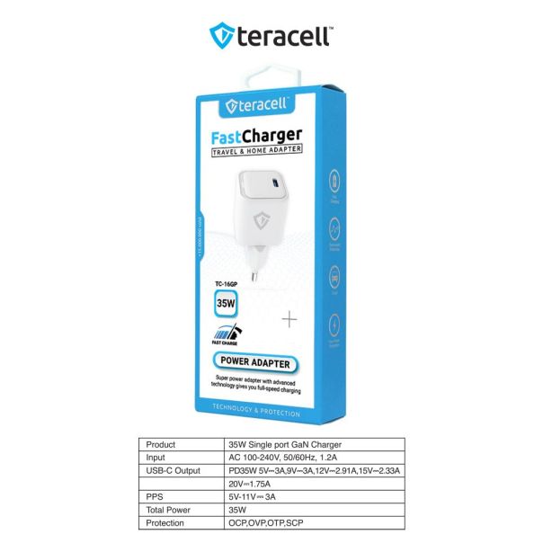 TERACELL Kucni punjac Evolution TC-16GP, GaN, PD 3.0, 35W beli CE - EP3170931