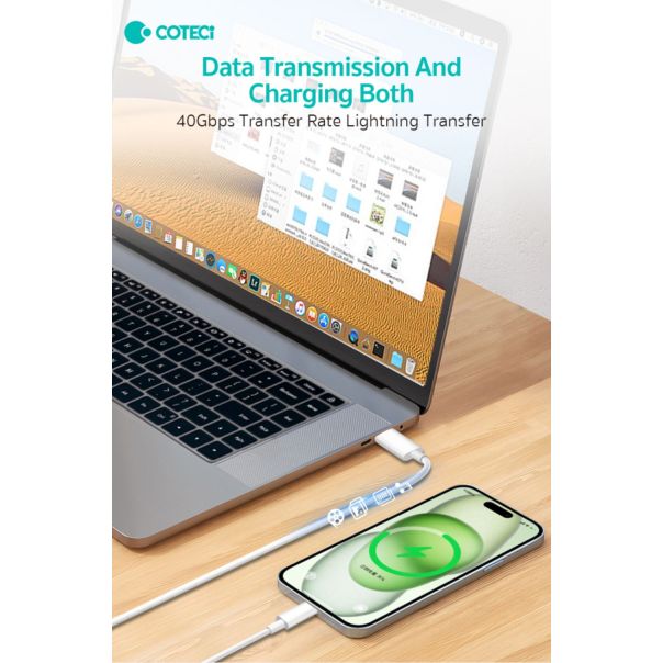 Data kabl Coteci 32117 5A 60W 40 Gps PD Type C na Type C beli 2m - 224166-1