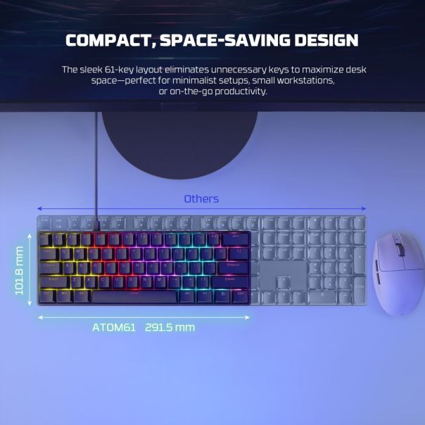 Tastatura Mehanicka Gaming Fantech MK211 RGB Atom61 crna (red switch) - EP3094464