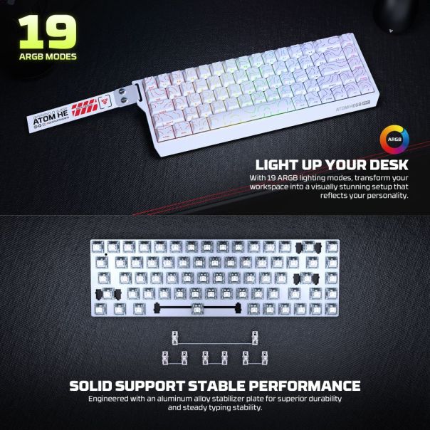 FANTECH Gejmerska mehanicka tastatura MK922 Atom HE68 Pro Retro magnetic emerald switch Wireless - EP2870941