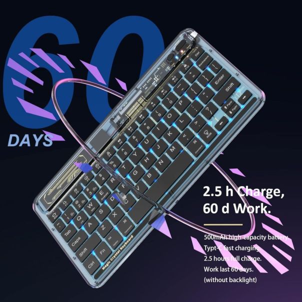 Tastatura Coteci Crystal 84008 Wireless transparent crna - EP3055693