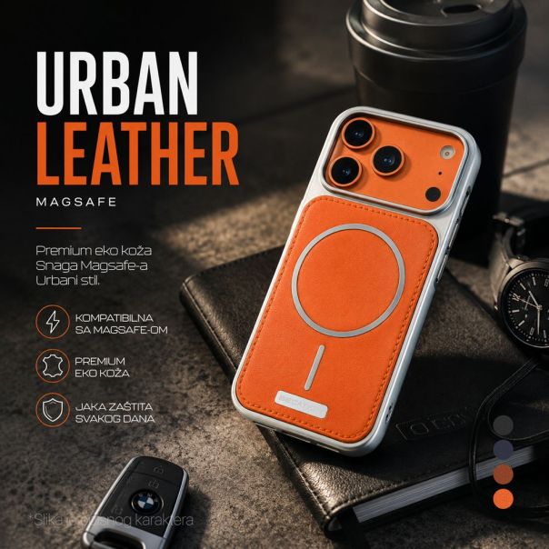 Maska za iPhone 17 6.3 narandzasta Magsafe Urban Leather - EP3055782