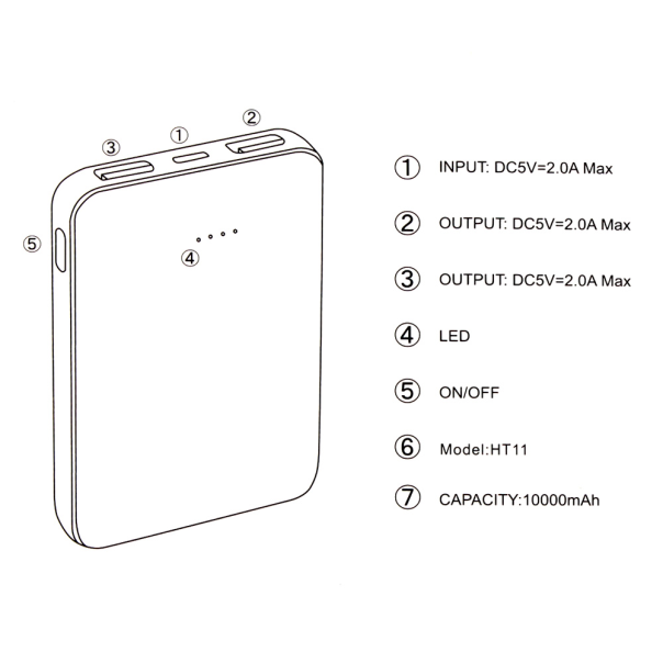 Power bank prenosiva baterija Oxpower HT11 10000mAh crna - 206341