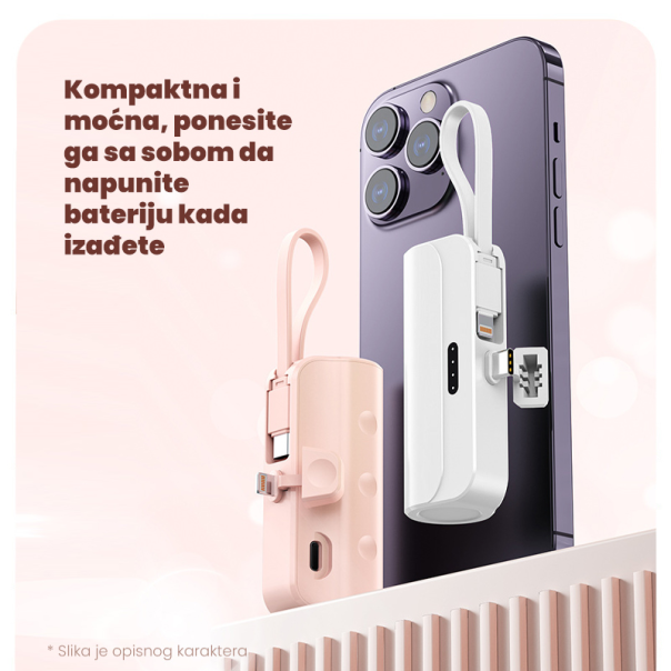Power bank prenosiva baterija privezak 5000mAh Type C crna - 214329