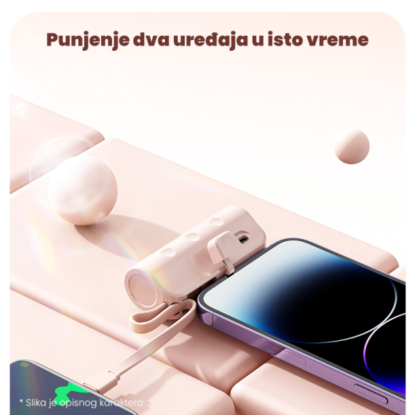 Power bank prenosiva baterija privezak 5000mAh Type C crna - 214329