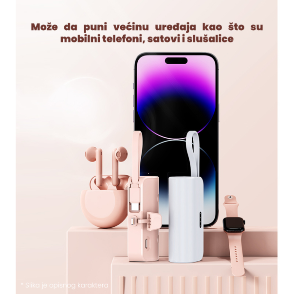 Power bank prenosiva baterija privezak 5000mAh Type C crna - 214329