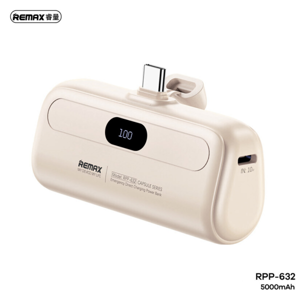 Power bank prenosiva baterija REMAX Capsule series RPP-632 2A Type C 5000mAh bela - 215558