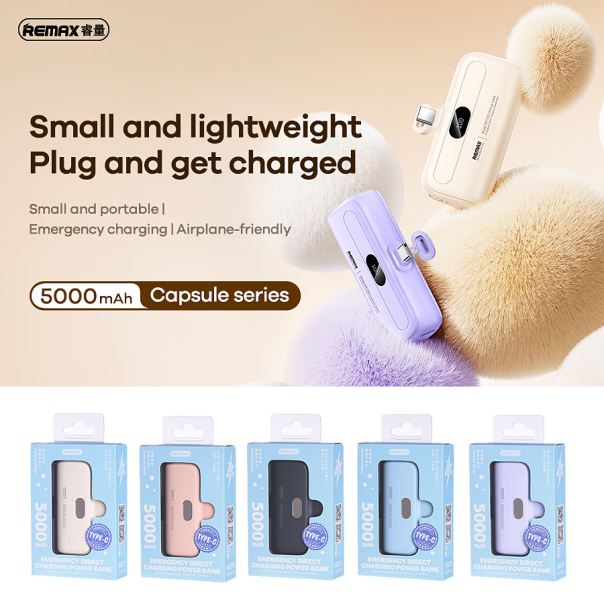 Power bank prenosiva baterija REMAX Capsule series RPP-632 2A Type C 5000mAh bela - 215558