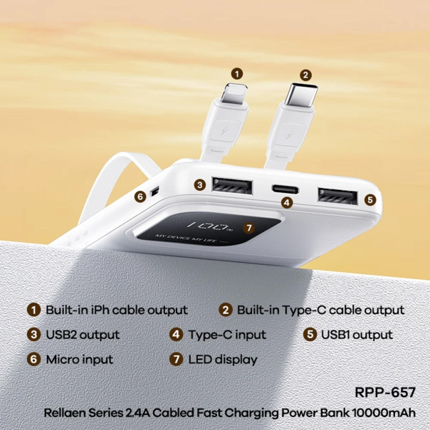 Power bank prenosiva baterija REMAX Rellaen series RPP-657 2.4A 10000mAh crna - 215564