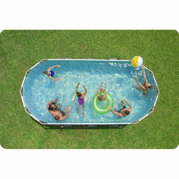 BESTWAY Bazen za metalnim okvirom, merdevinama i filter pumpom 549x274x122cm Pool Power steel - 1668-1
