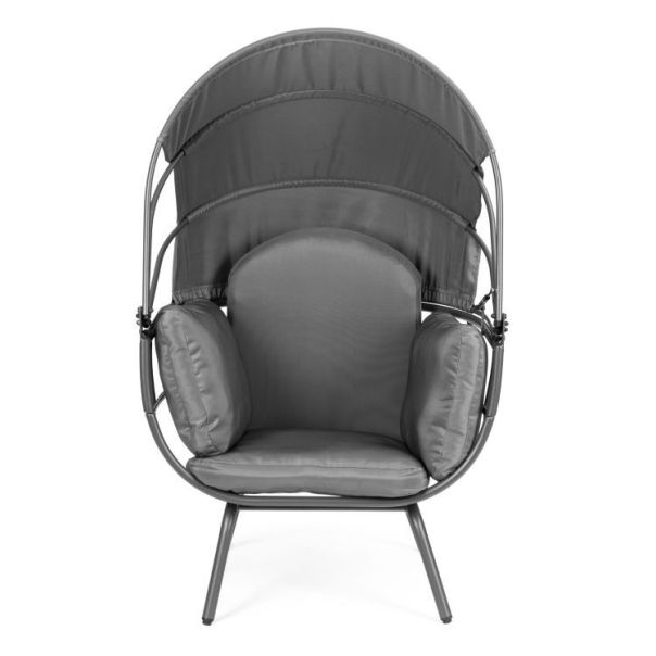MODERNHOME Baštenska fotelja sa sklopivim baldahinom, siva - PL252-S