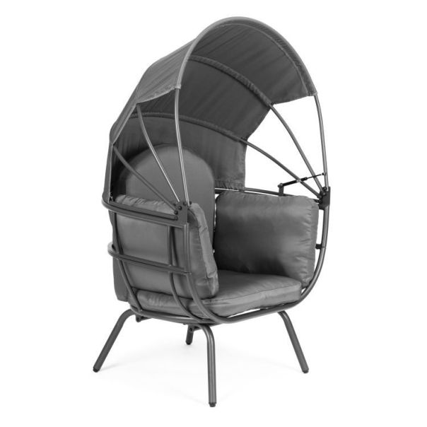 MODERNHOME Baštenska fotelja sa sklopivim baldahinom, siva - PL252-S