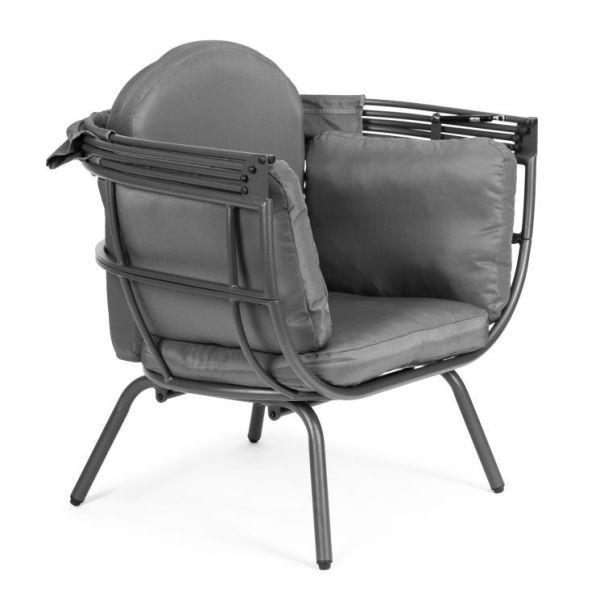 MODERNHOME Baštenska fotelja sa sklopivim baldahinom, siva - PL252-S