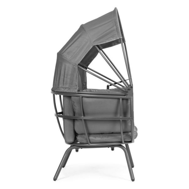 MODERNHOME Baštenska fotelja sa sklopivim baldahinom, siva - PL252-S