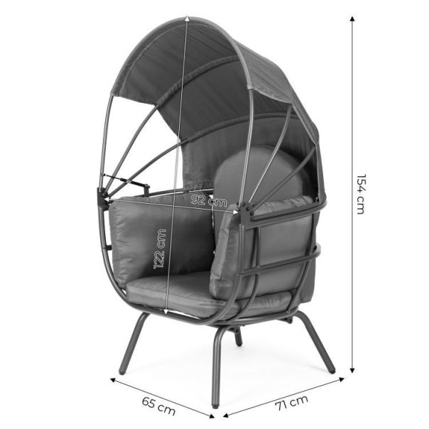 MODERNHOME Baštenska fotelja sa sklopivim baldahinom, siva - PL252-S