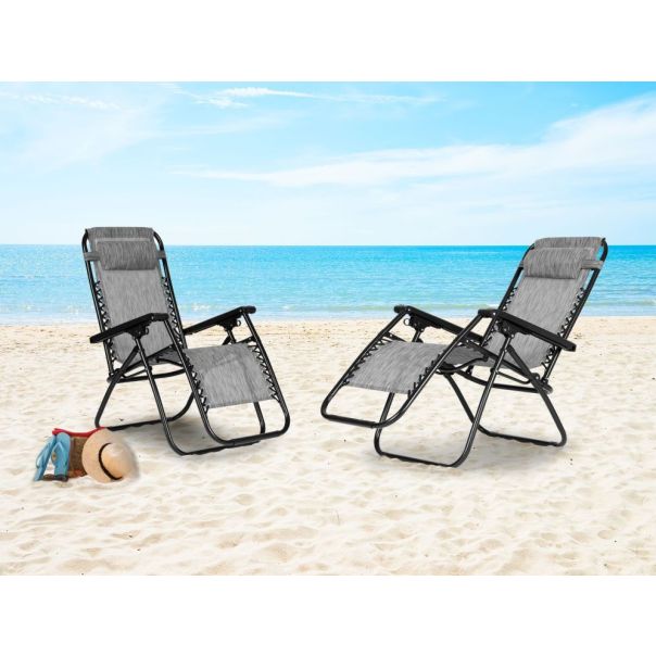 MODERNHOME Baštenska fotelja Zero gravity, siva - ZRL009 GRAY