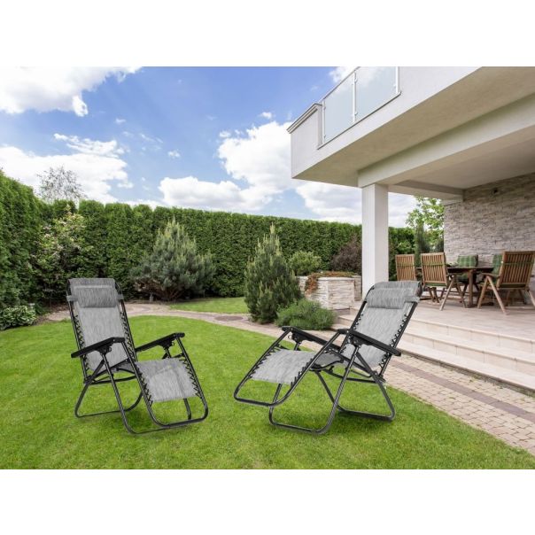 MODERNHOME Baštenska fotelja Zero gravity, siva - ZRL009 GRAY