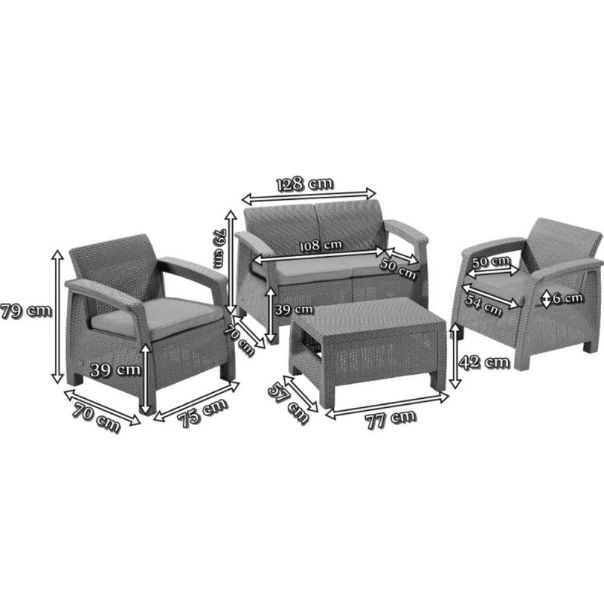 BOLZZ Baštenska garnitura Novara, antracit - BOLNOVGRY1