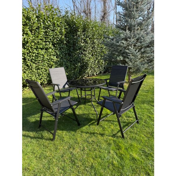 BOLZZ Baštenska garnitura set 4 stolice + sto crna - EP2994493