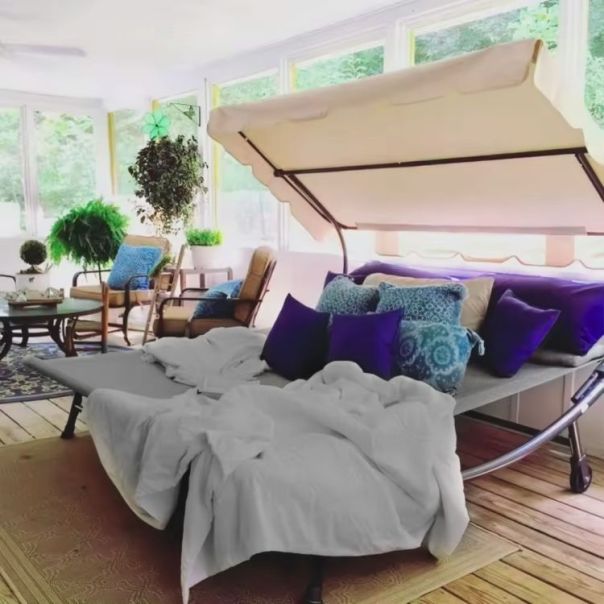 MODERNHOME Baštenska ležaljka dvosed sa podesivom tendom - SN-L0022B