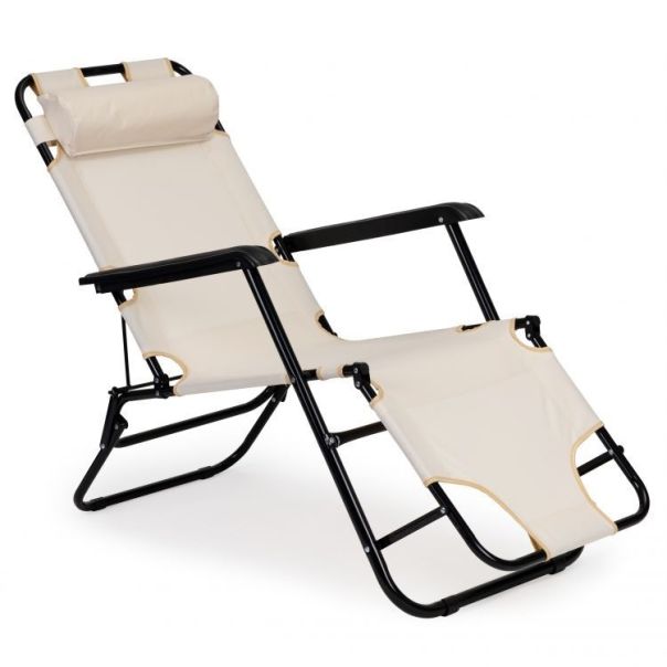MULTIGARDEN Sklopiva baštenska ležaljka, bež - ZRL010 BEIGE