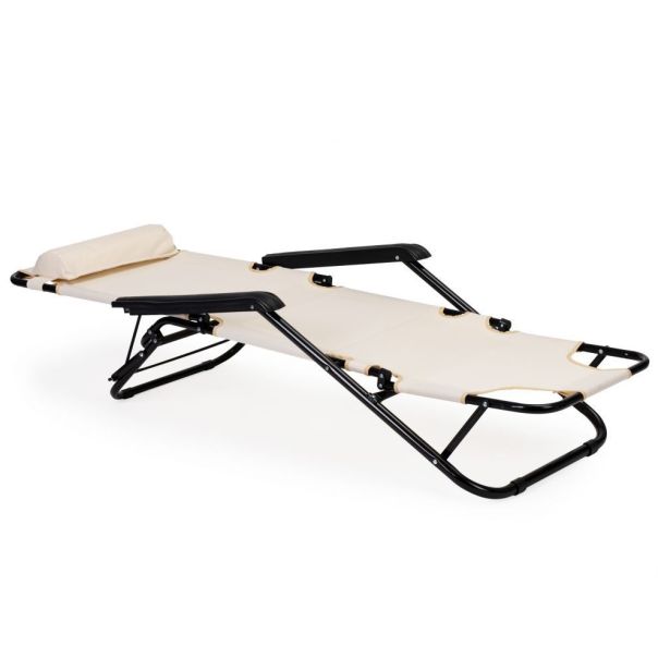 MULTIGARDEN Sklopiva baštenska ležaljka, bež - ZRL010 BEIGE