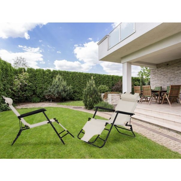 MULTIGARDEN Sklopiva baštenska ležaljka, bež - ZRL010 BEIGE