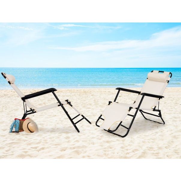 MULTIGARDEN Sklopiva baštenska ležaljka, bež - ZRL010 BEIGE