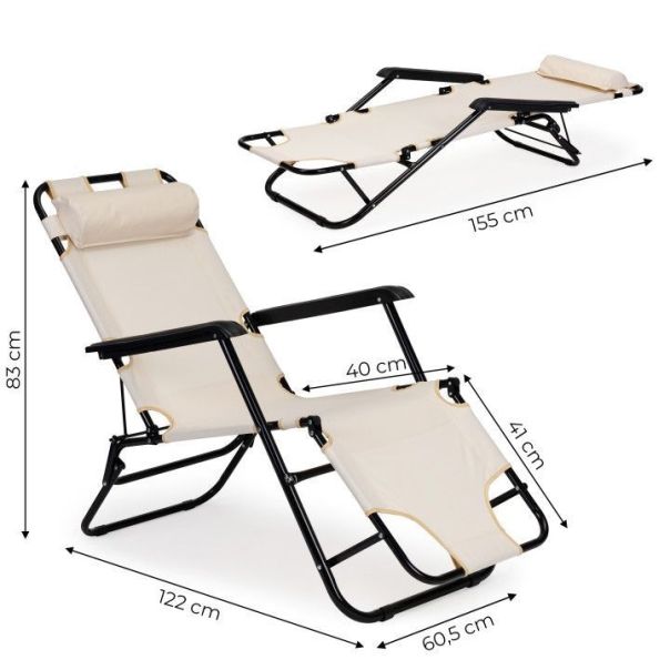 MULTIGARDEN Sklopiva baštenska ležaljka, bež - ZRL010 BEIGE