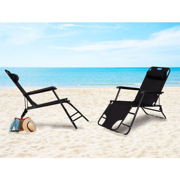 MULTIGARDEN Sklopiva baštenska ležaljka, crna - ZRL010 BLACK