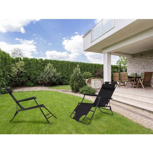MULTIGARDEN Sklopiva baštenska ležaljka, crna - ZRL010 BLACK
