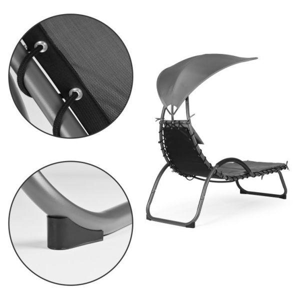 MODERNHOME Baštenska ležaljka sa tendom, siva - PH158C