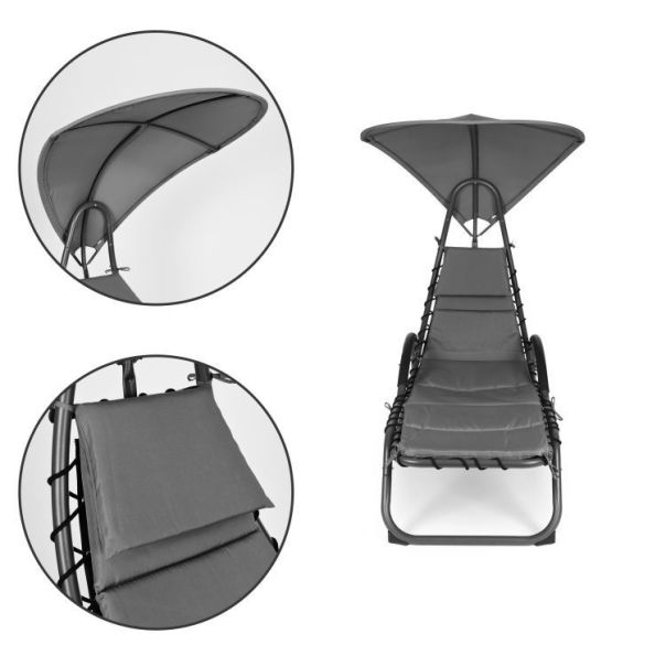 MODERNHOME Baštenska ležaljka sa tendom, siva - PH158C