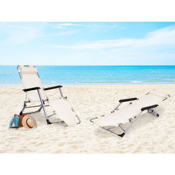 MODERNHOME Sklopiva baštenska ležaljka 2u1, bež - ZRL010F BEIGE