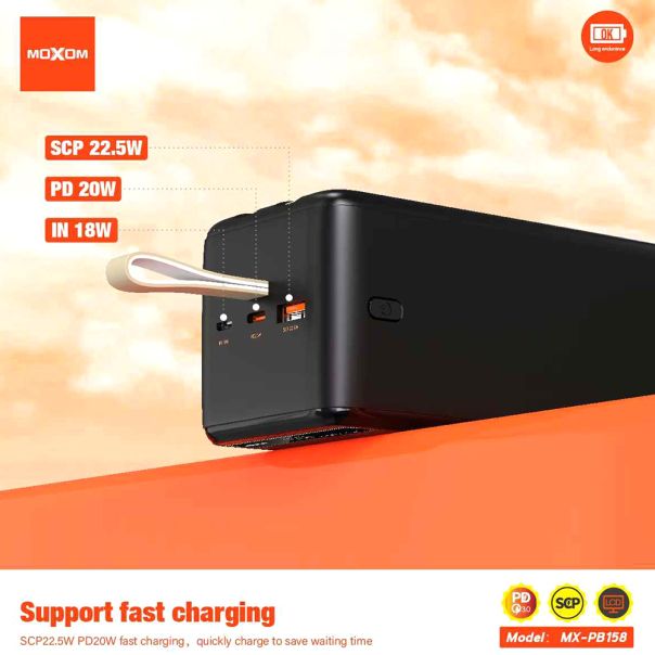 MOXOM Power Bank, PB158 super fast USB/PD 22.5W/20W 50000 mAh, crna - BAT2663